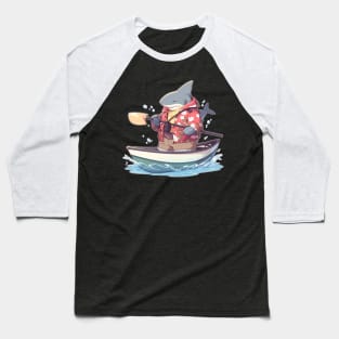 Super Cute Shark Standing in a Canoe Baseball T-Shirt